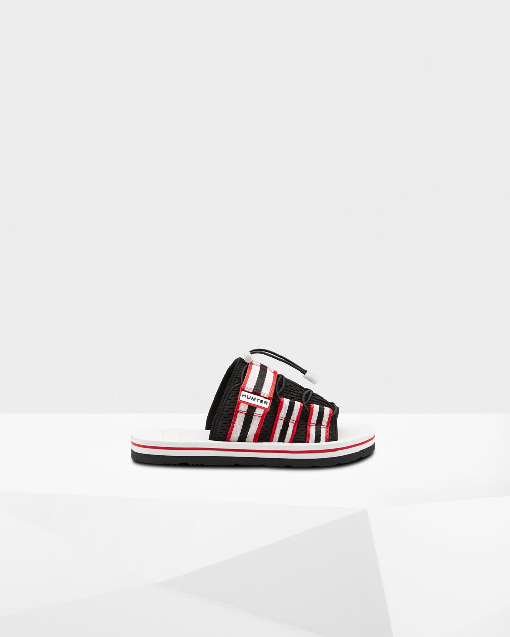 Mens Hunter Original Beach - Slides Black/White/Red - 8719-RDZCU